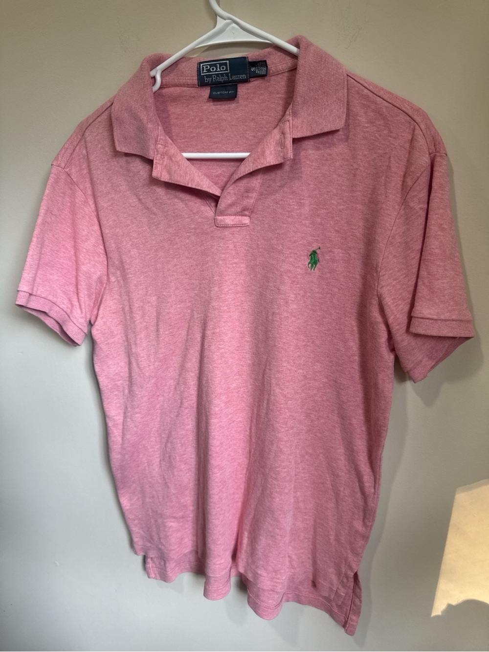 Ralph Lauren Men's Heather Pink Polo with Green Pony